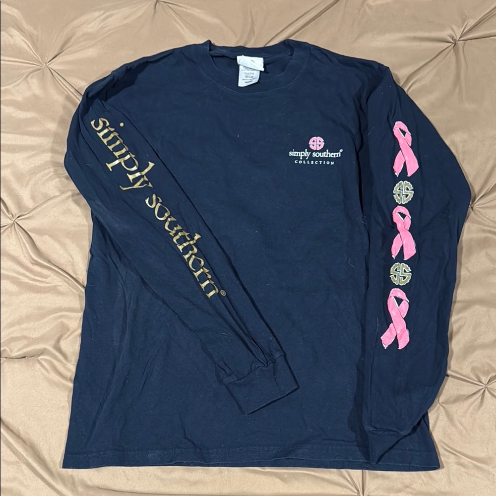 Simply Southern Navy Shirt with Pink Accents